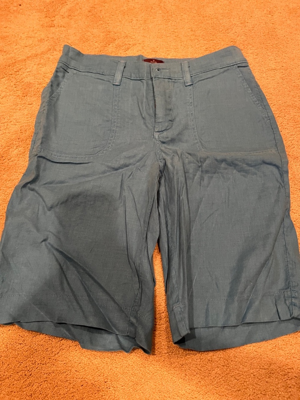 NYDJ Women’s  Blue Flat-Front Casual linen Shorts